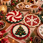 Crochet Holly Christmas Coaster